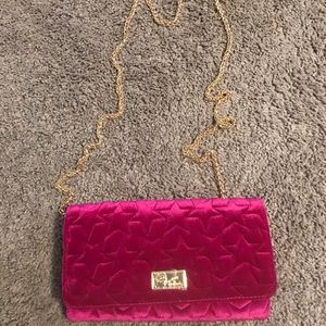 Bnwt betsey Johnson pink velvet clutch purse